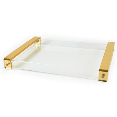 Lucite Serving Tray with Clear Cylinder Handles