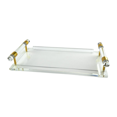 Tizo Lucite Inset-Handle Tray - Gold