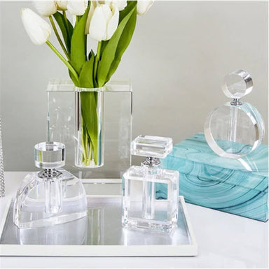 Tizo Designs Giftware Tizo Designs Flat Round Crystal Glass Perfume Bottle
