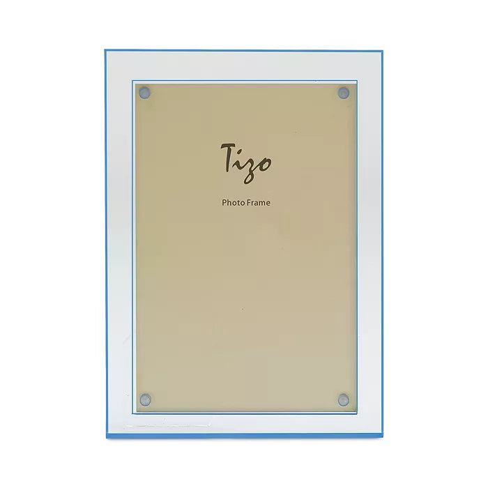 Tizo Designs Picture Frames Tizo Double Border Lucite Frame - Blue 4x6