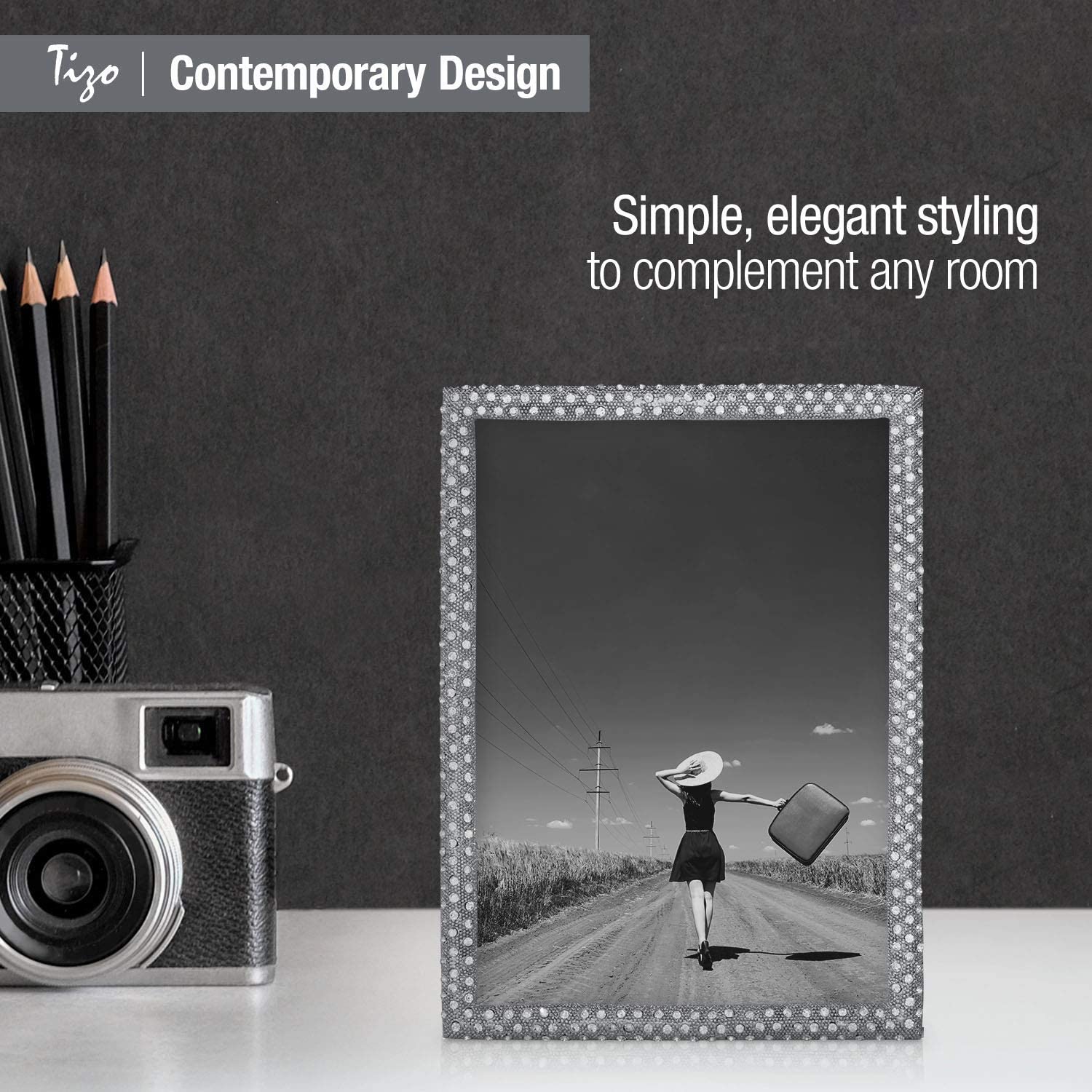 Tizo Designs Picture Frames Tizo Galaxy Jeweled Frame Silver 4x6