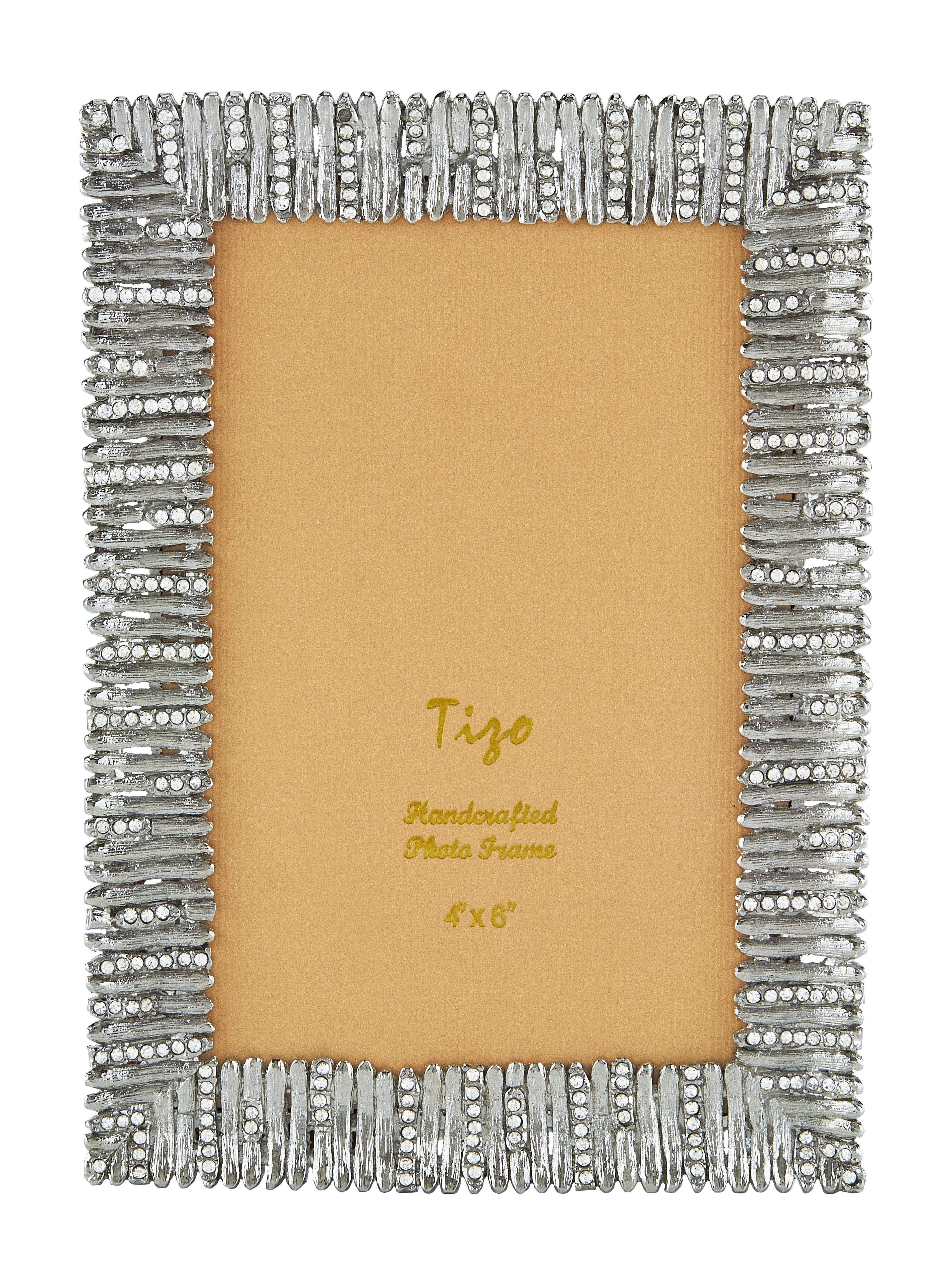 Tizo Designs Picture Frames Tizo Hedge Jeweled Frame  Silver 4x6