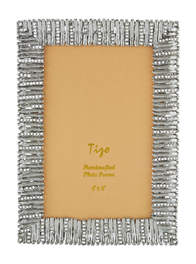 Tizo Designs Picture Frames Tizo Hedge Jeweled Frame  Silver 4x6