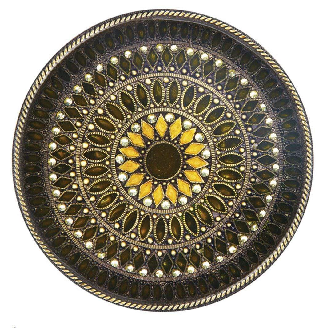 Tizo Designs Giftware Tizo Heritage Jeweltone Round Coaster - Brown