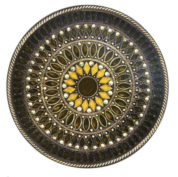 Tizo Designs Giftware Tizo Heritage Jeweltone Round Coaster - Brown
