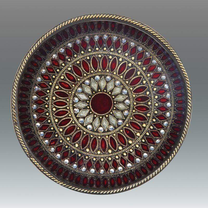 Tizo Designs Giftware Tizo Heritage Jeweltone Round Coaster - Red