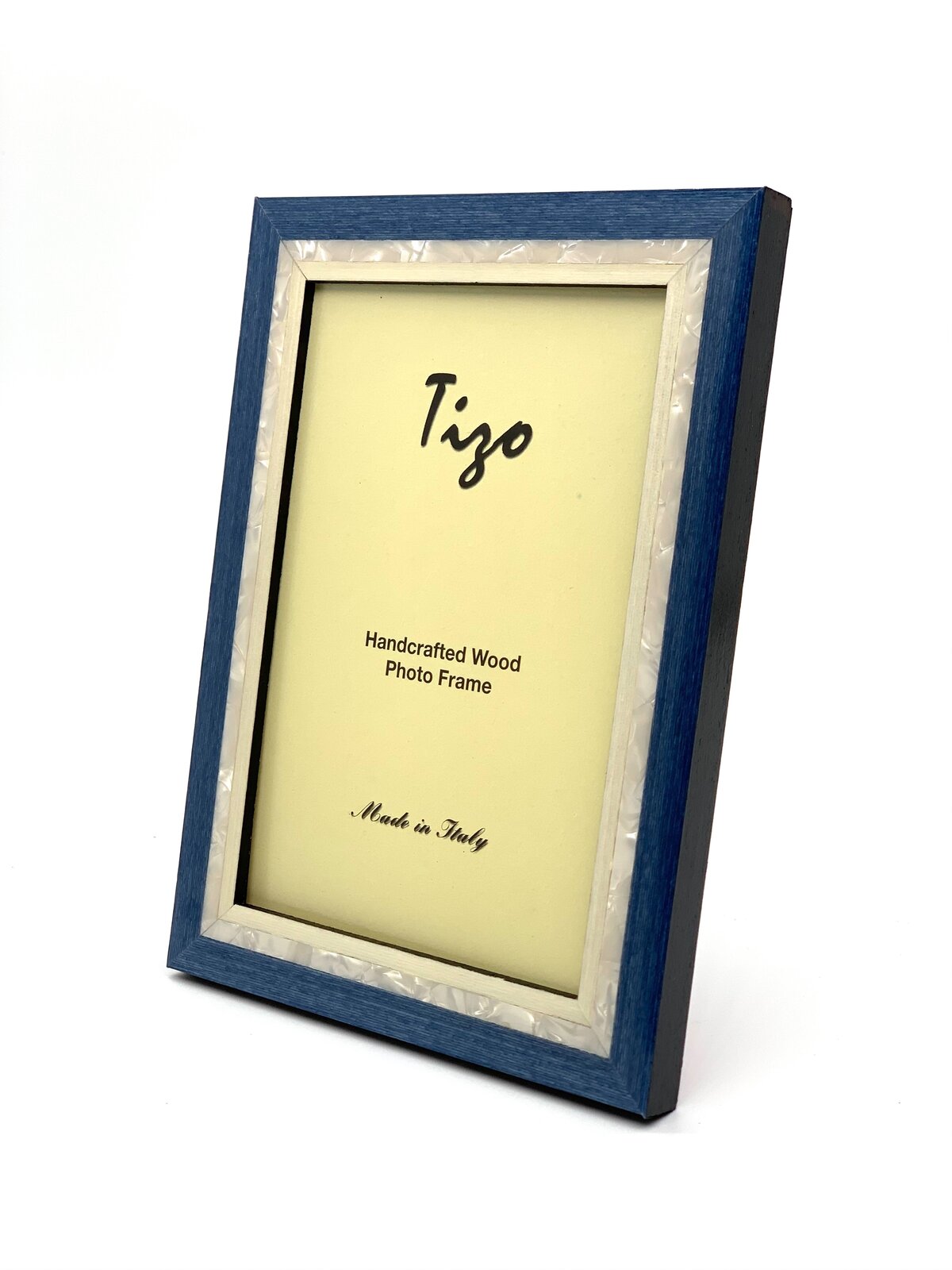 Tizo Designs Picture Frames Tizo Italian Wood & Mother of Pearl Inlay Frame, Blue 4x6