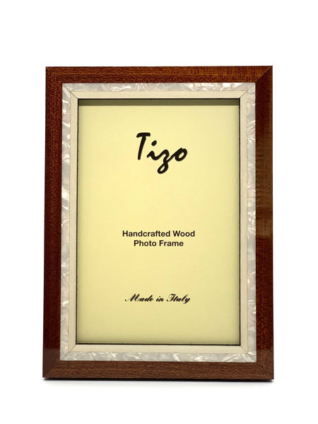 Tizo Designs Picture Frames Tizo Italian Wood & Mother of Pearl Inlay Frame, Brown 4x6