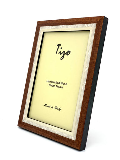 Tizo Designs Picture Frames Tizo Italian Wood & Mother of Pearl Inlay Frame, Brown 4x6