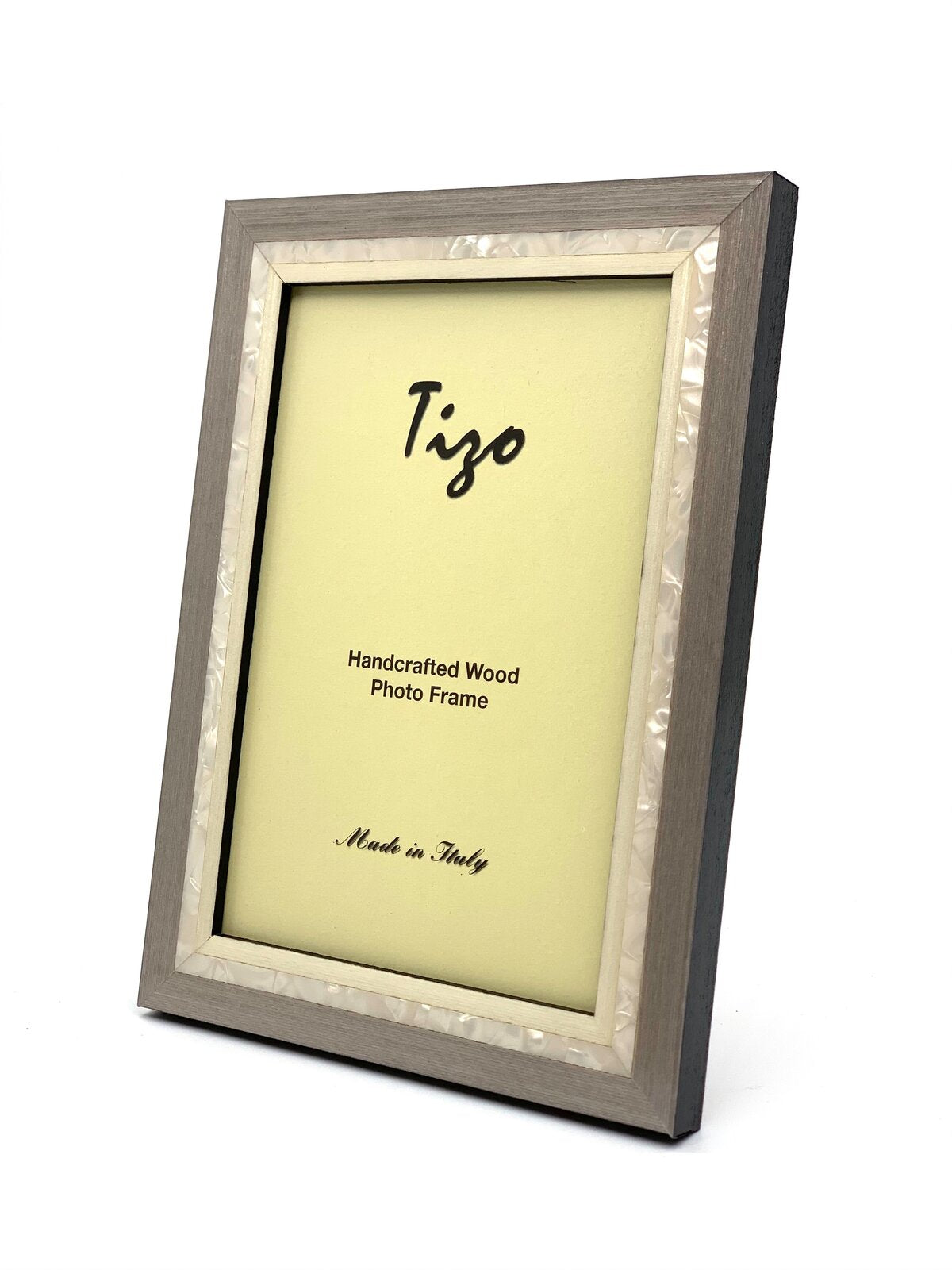 Tizo Designs Picture Frames Tizo Italian Wood  & Mother of Pearl Inlay Frame, Gray 5x7