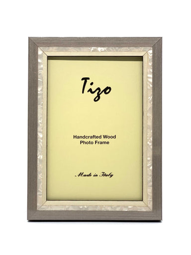 Tizo Designs Picture Frames Tizo Italian Wood & Mother of Pearl Inlay Frame, Gray 8x10