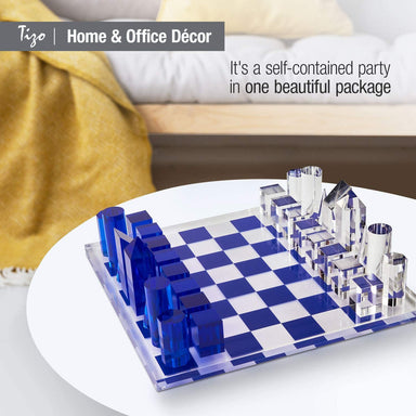 Luxury Unique Lucite Chess Set, Acrylic Pieces, 13 x 13 Modern Clear &  Smoke Theme, Great for Home & Game Room Décor