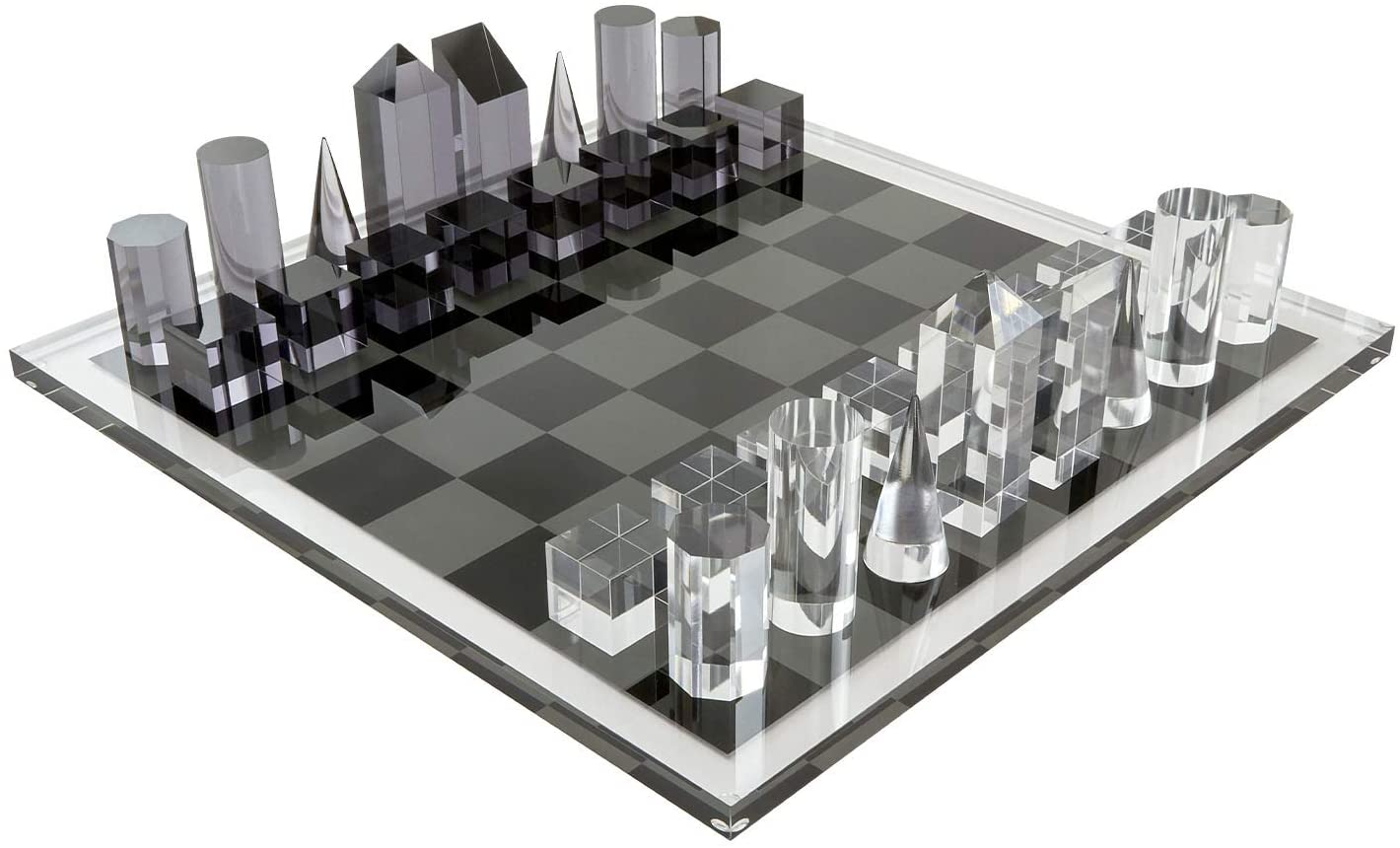 WE Games Black and Clear Glass Chess Set