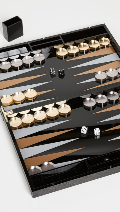 Tizo Lucite Backgammon Set Black/Gold/Silver — ShopTheAddison