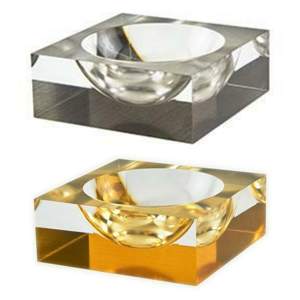 Tizo Designs Home Tizo Lucite Block Design Bowl - Silver & Clear