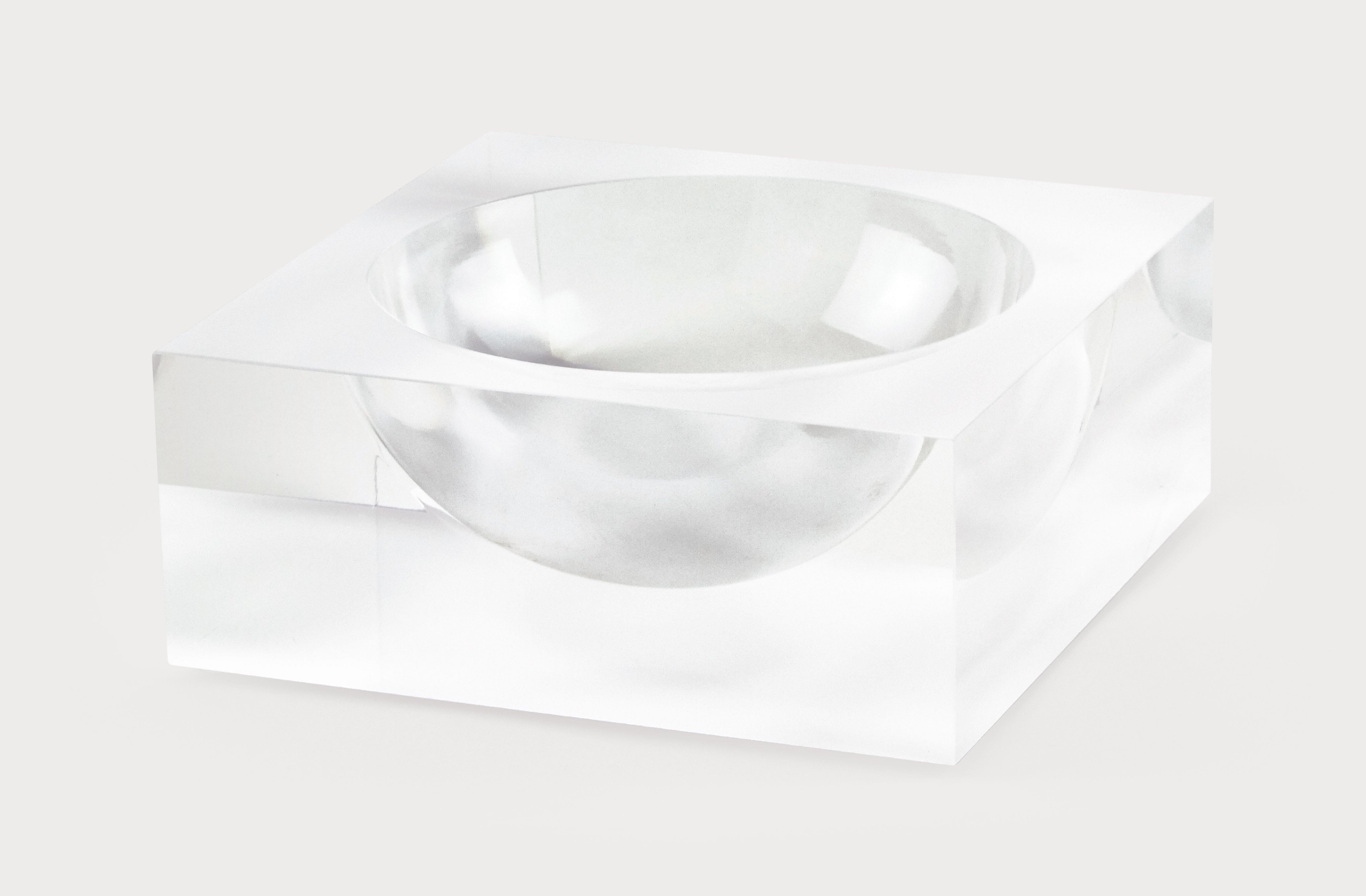 Tizo Designs Home Tizo Lucite Block Small Bowl - White & Clear