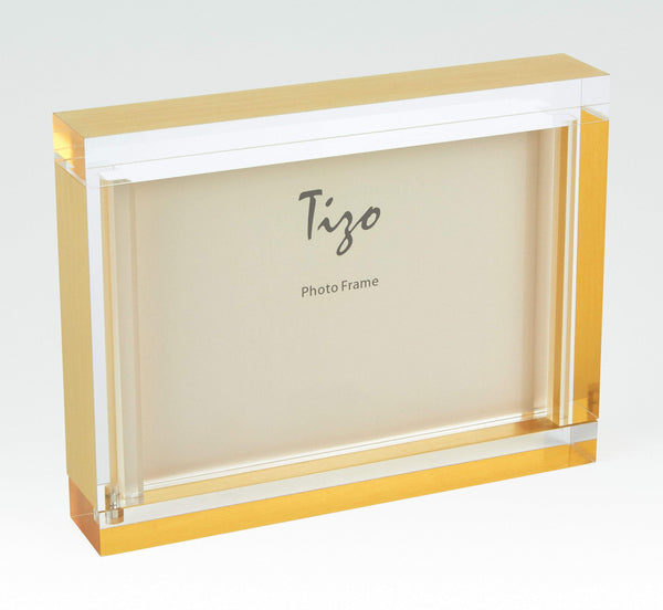 Tizo Designs Picture Frames Tizo Lucite Frame, Gold Block 5x7