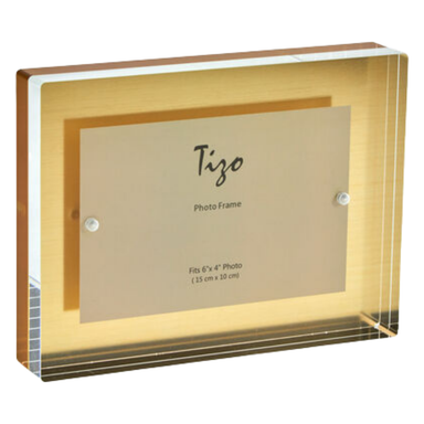 Tizo Designs Picture Frames Tizo Lucite Photo Frame Gold Block 4x6