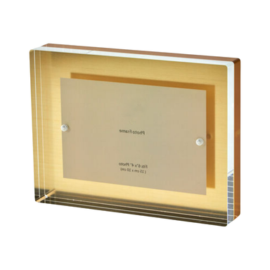 Tizo Designs Picture Frames Tizo Lucite Photo Frame Gold Block 4x6