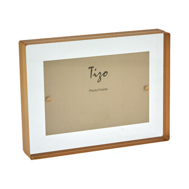 Tizo Designs Picture Frames Tizo Lucite Photo Frame Gold Border Block 4x6