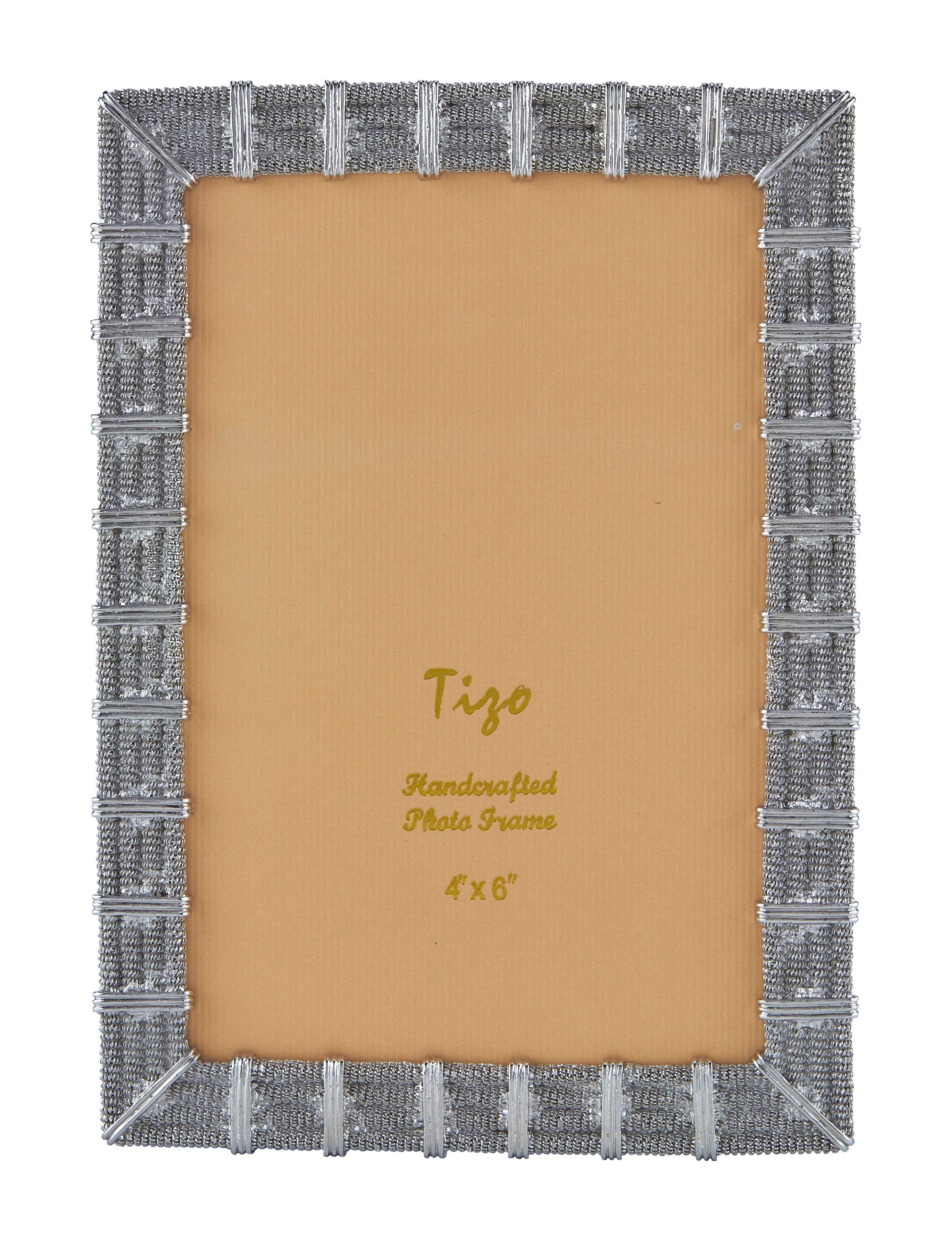 Tizo Designs Picture Frames Tizo Mesh Jeweled Frame  Silver 5 X 7