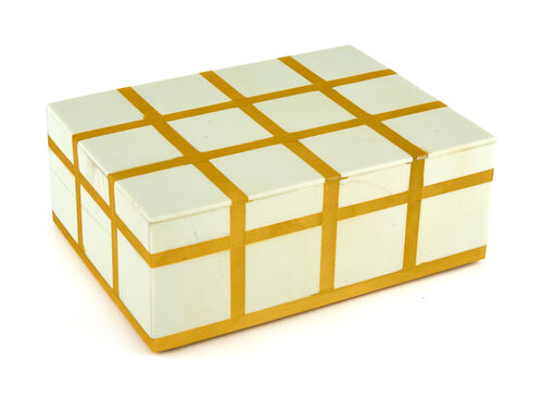 Tizo Designs Giftware Tizo Natural White & Gold Block Resin Box Small