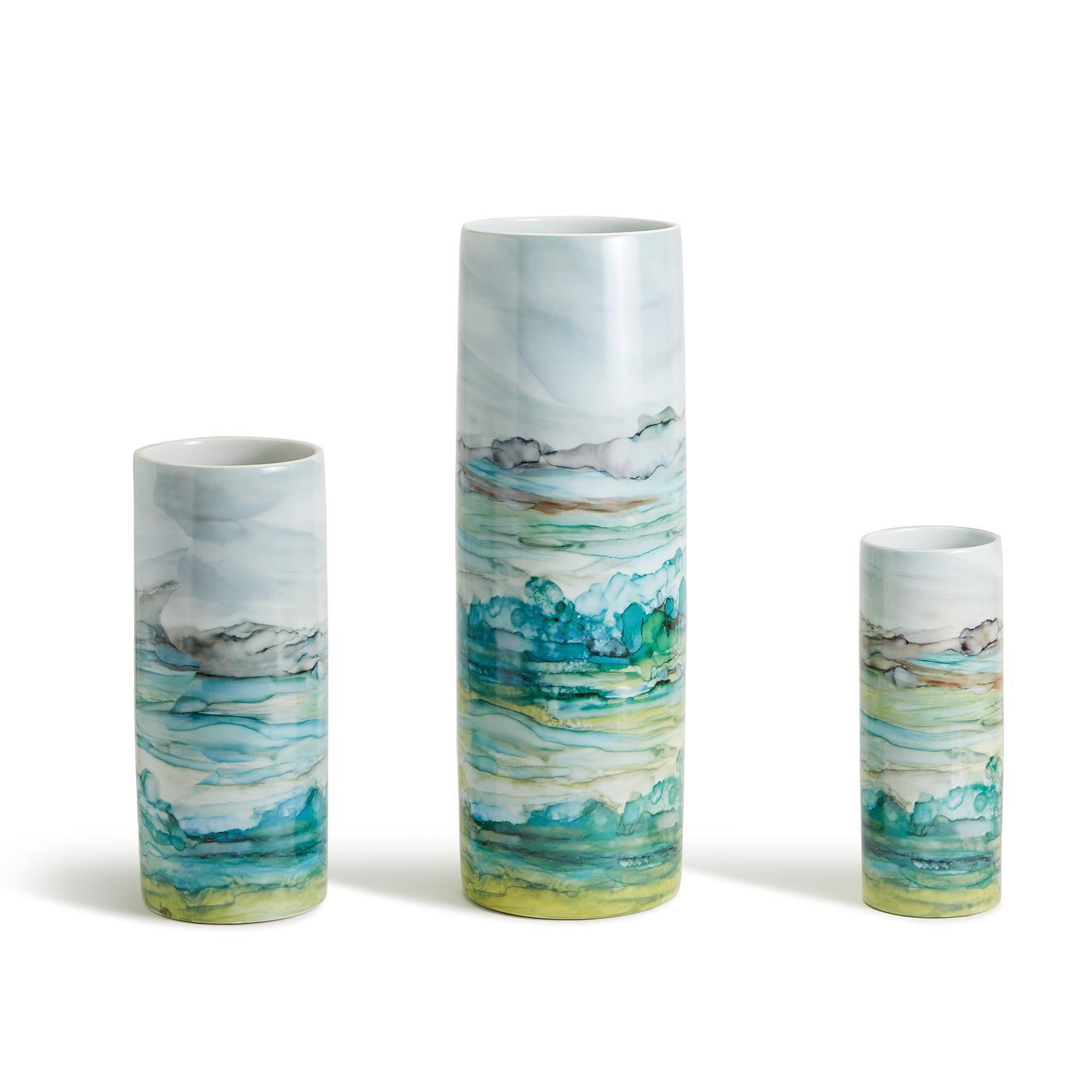 Tozai Home Home Tozai Home S/3 Aqua Tall Cylinder Vases - Est Ship 12/20