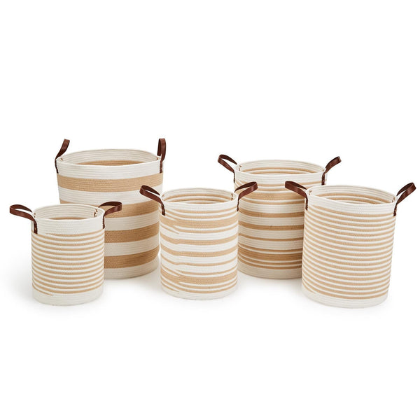 Twos Company Home Set of 5 Natural Stripe Baskets
