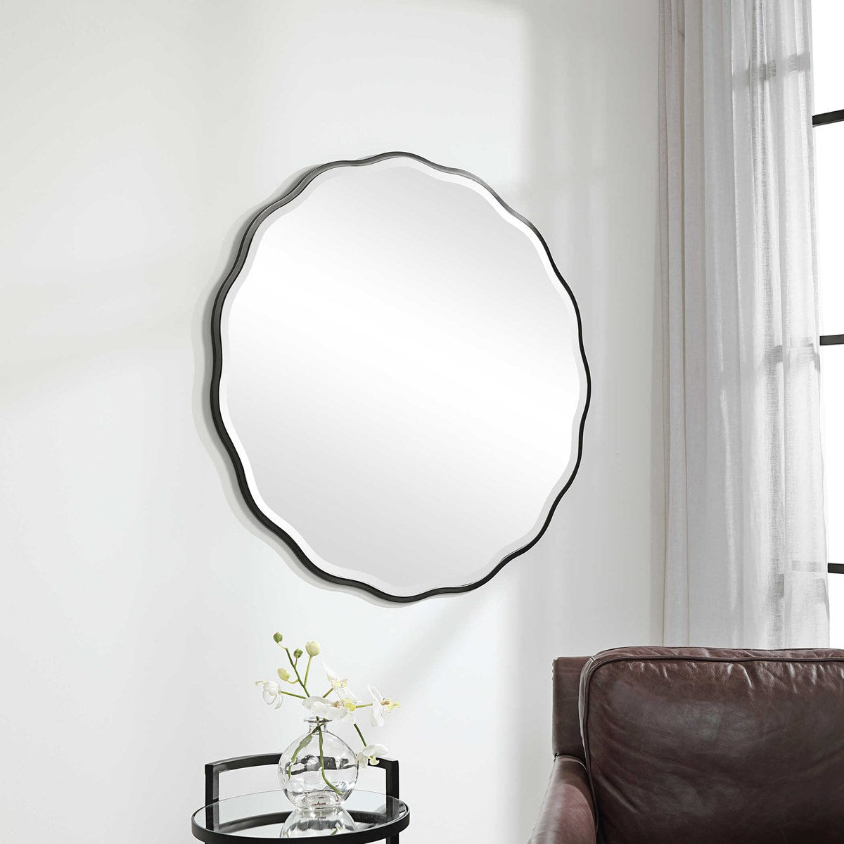 Uttermost Droplet 09804 Droplet Black Circle Mirror, Adcock Furniture