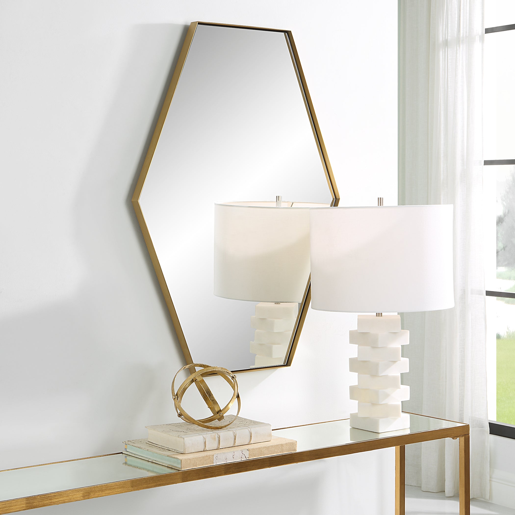 Uttermost Home Decor Uttermost Ankara Brass Hexagon Mirror