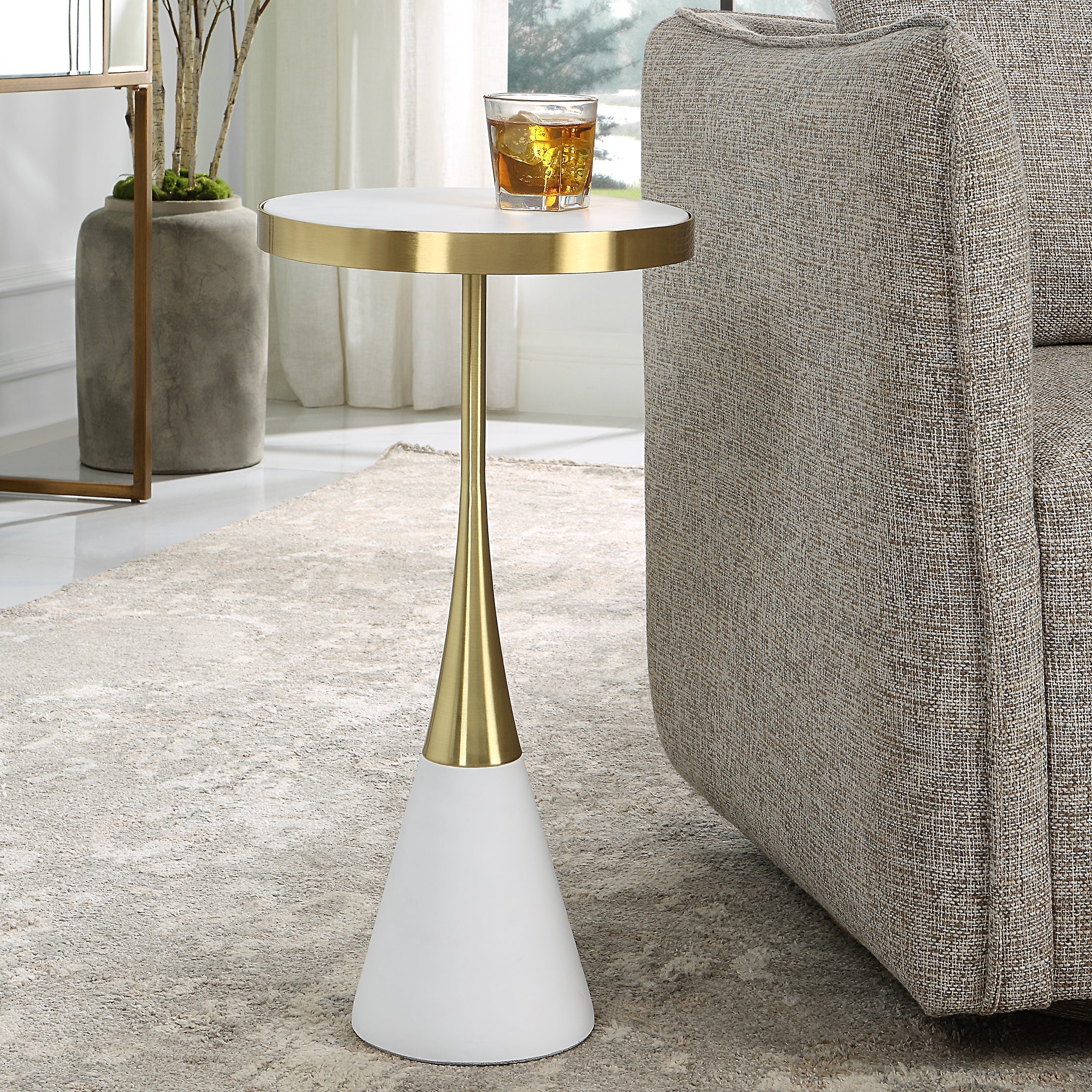 Uttermost Furniture Uttermost Apex White Concrete Accent Table
