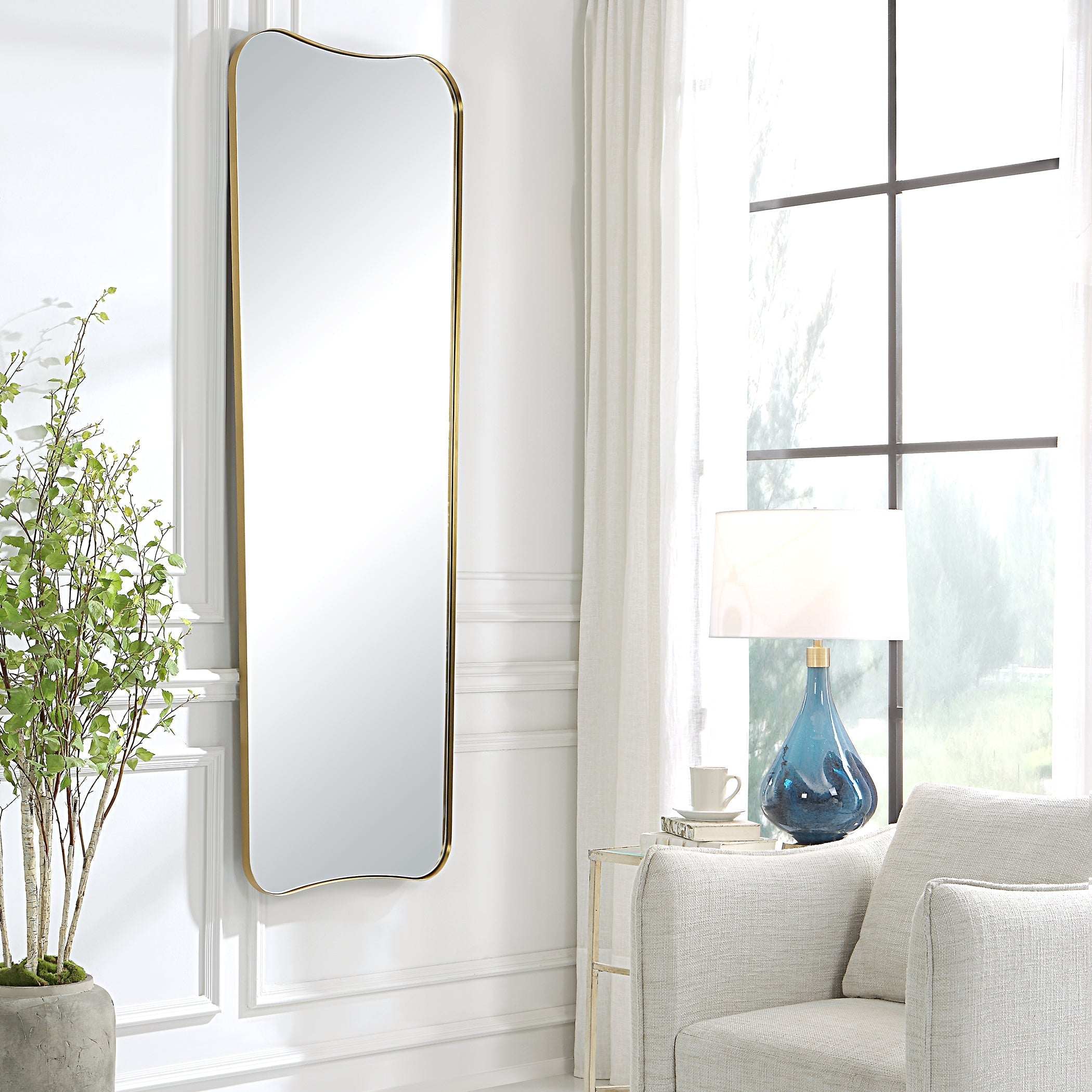 Uttermost Home Decor Motor Freight - Rate to be Quoted Uttermost Belvoir Large Antique Brass Mirror