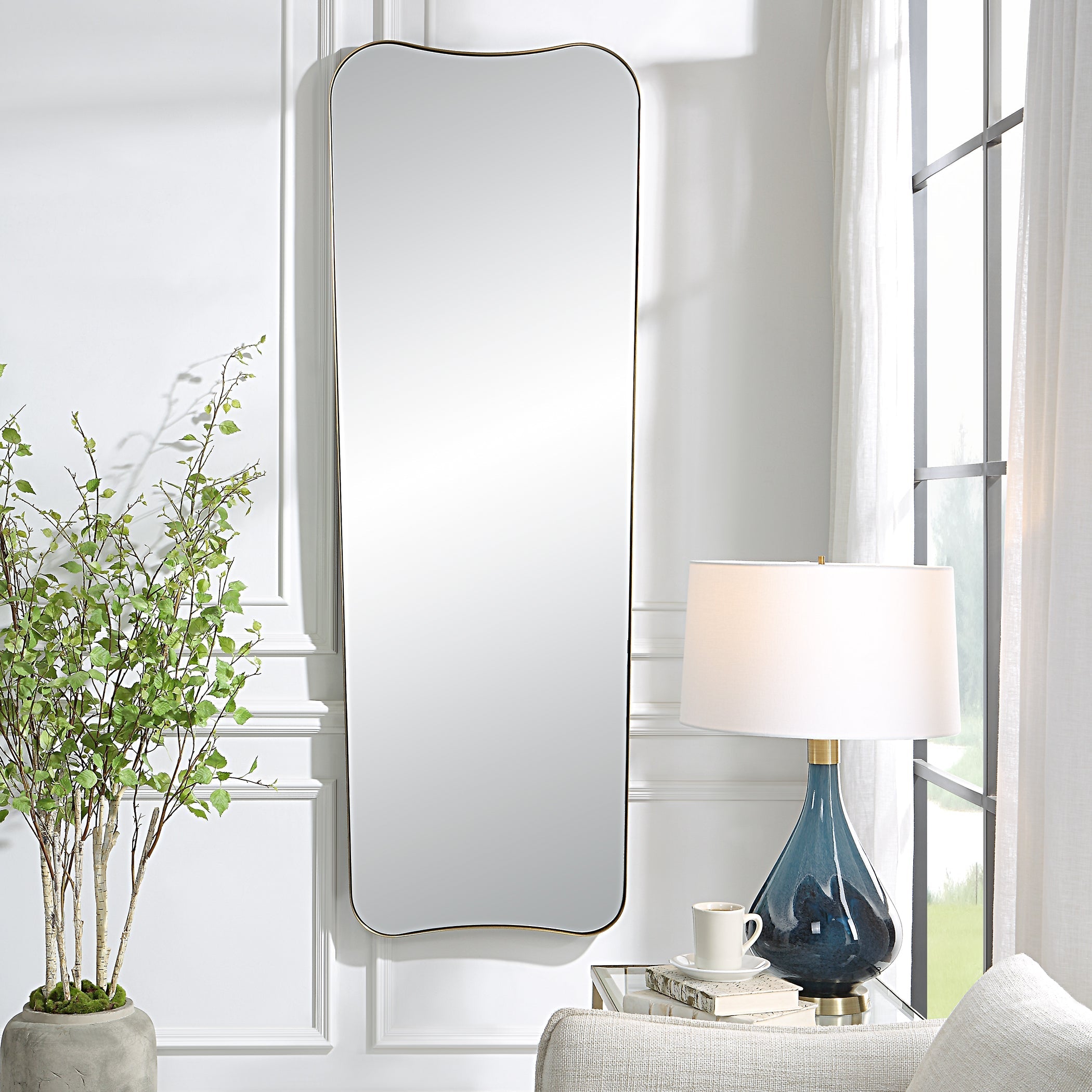 Uttermost Home Decor Motor Freight - Rate to be Quoted Uttermost Belvoir Large Antique Brass Mirror
