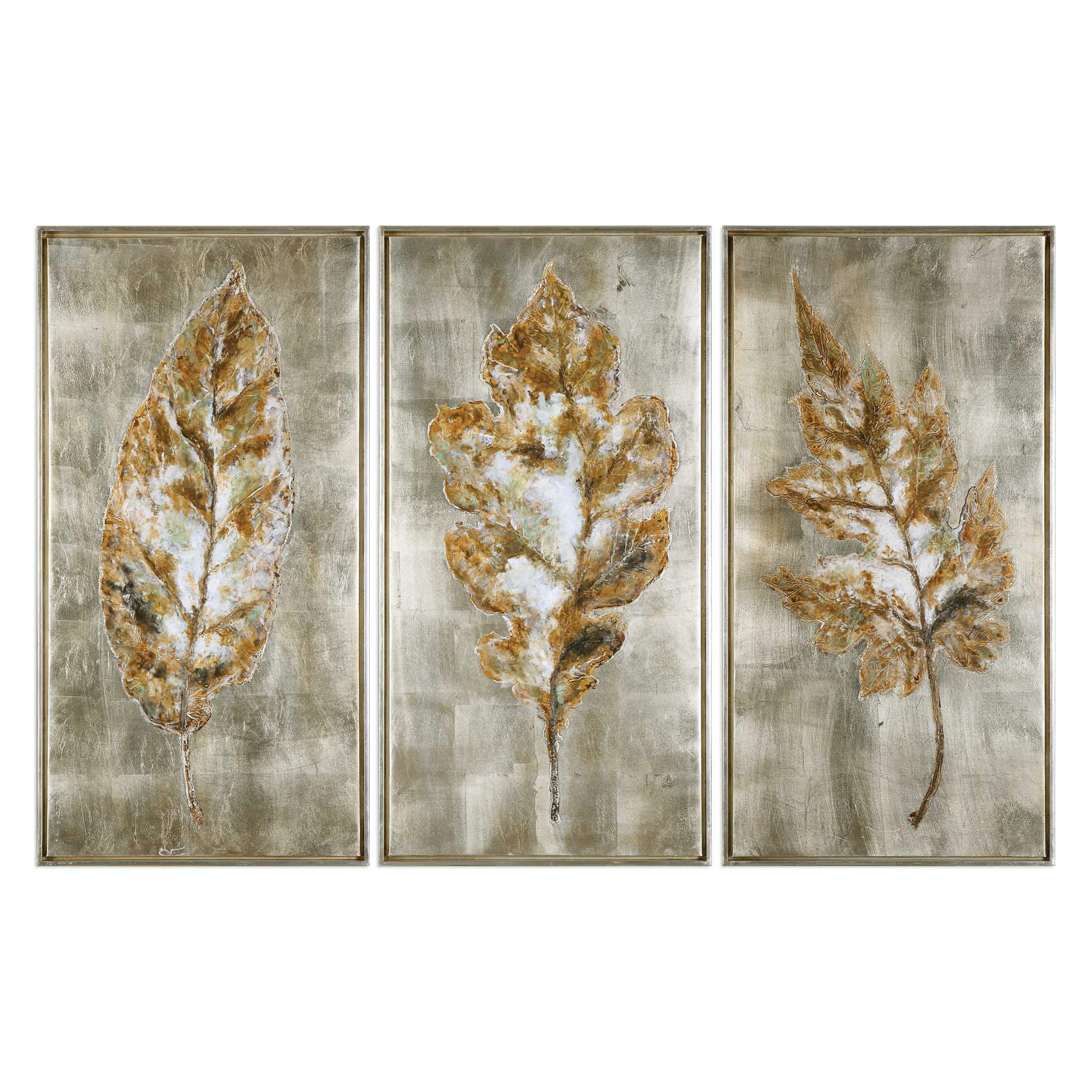 Uttermost Home Uttermost Champagne Leaves Hand Painted Canvases, S/3