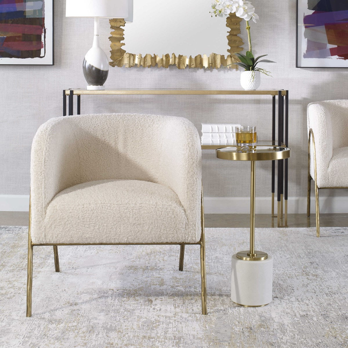 Uttermost Furniture Motor Freight-Rate to be Quoted Uttermost Jacobsen Accent Chair, Shearling