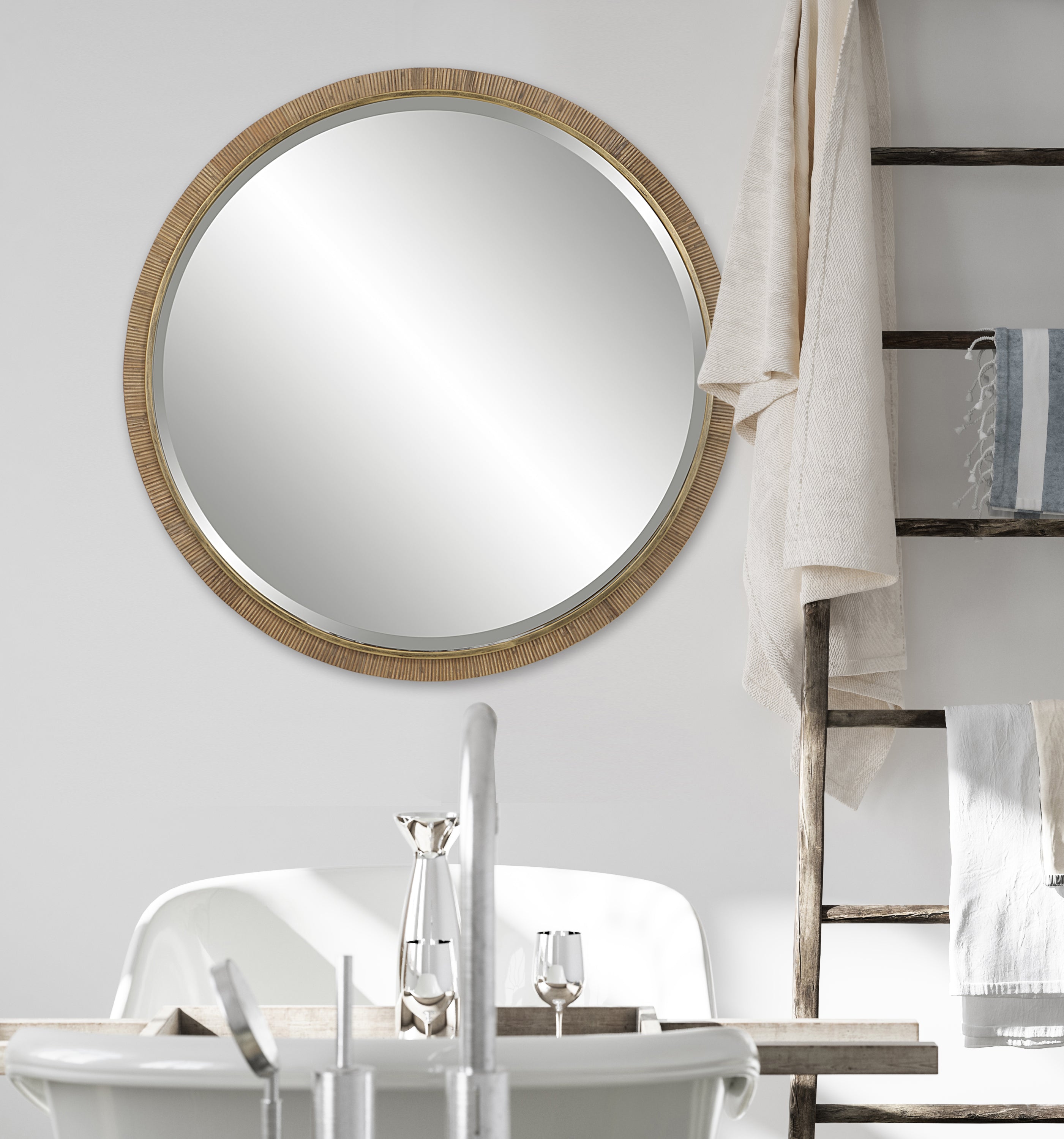 Uttermost Home Decor Motor Freight - Rate to be Quoted Uttermost Paradise Round Rattan Mirror