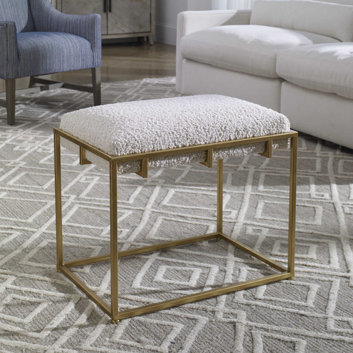 Uttermost Home Uttermost Paradox Small Bench, Gold