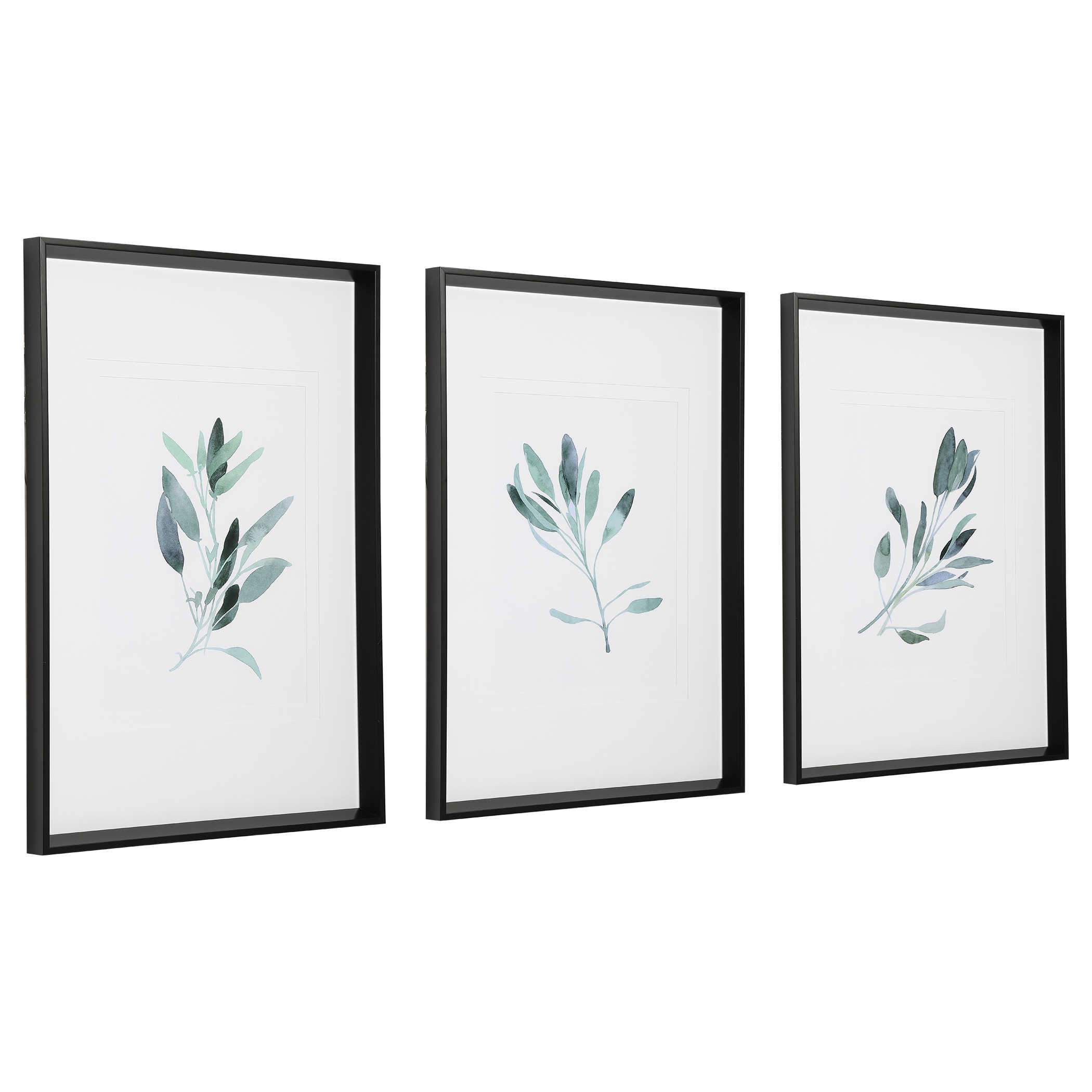 Uttermost Home Uttermost Simple Sage Framed Prints, S/3