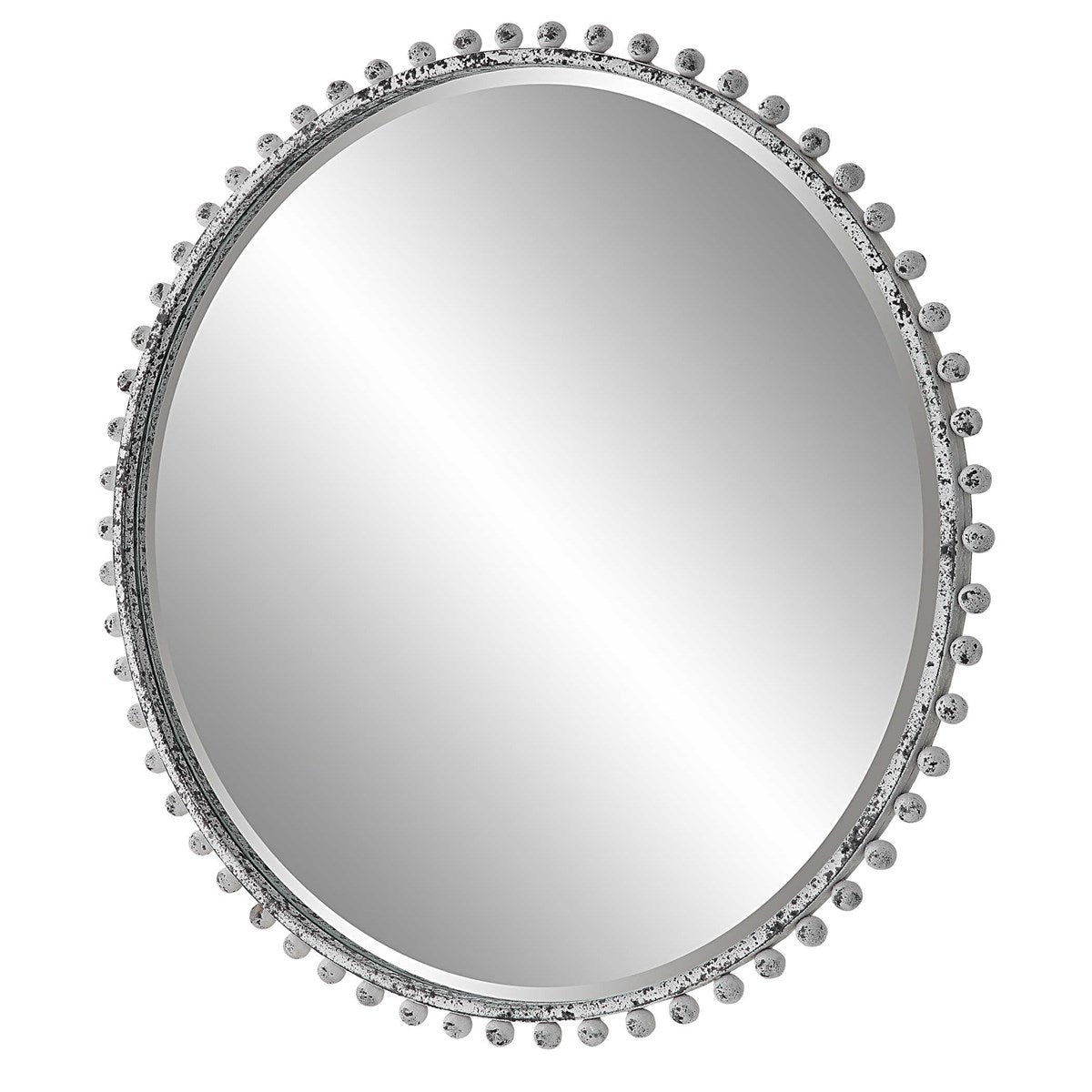 Uttermost Home Decor Uttermost Taza Antique White Round Mirror