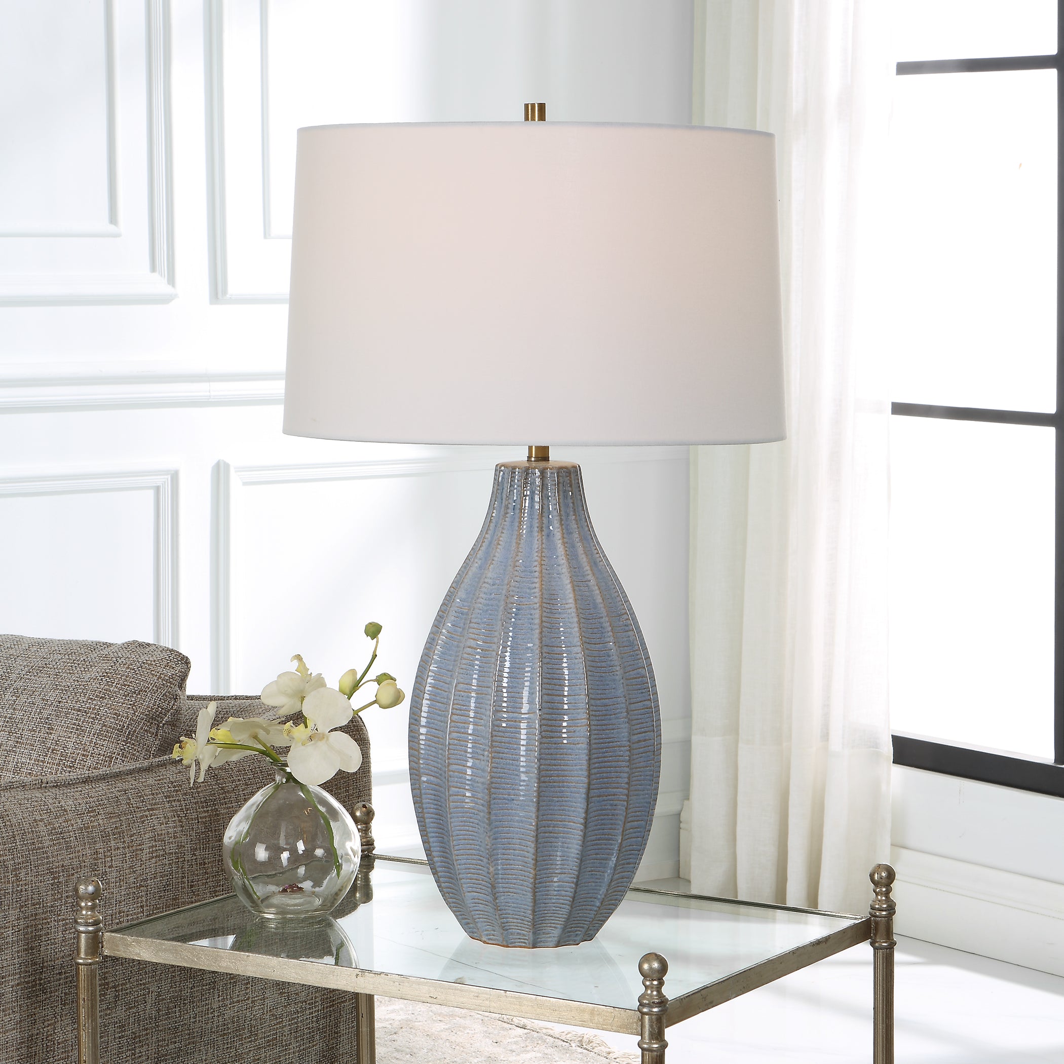 Uttermost Lighting Uttermost Veston Blue Glaze Table Lamp
