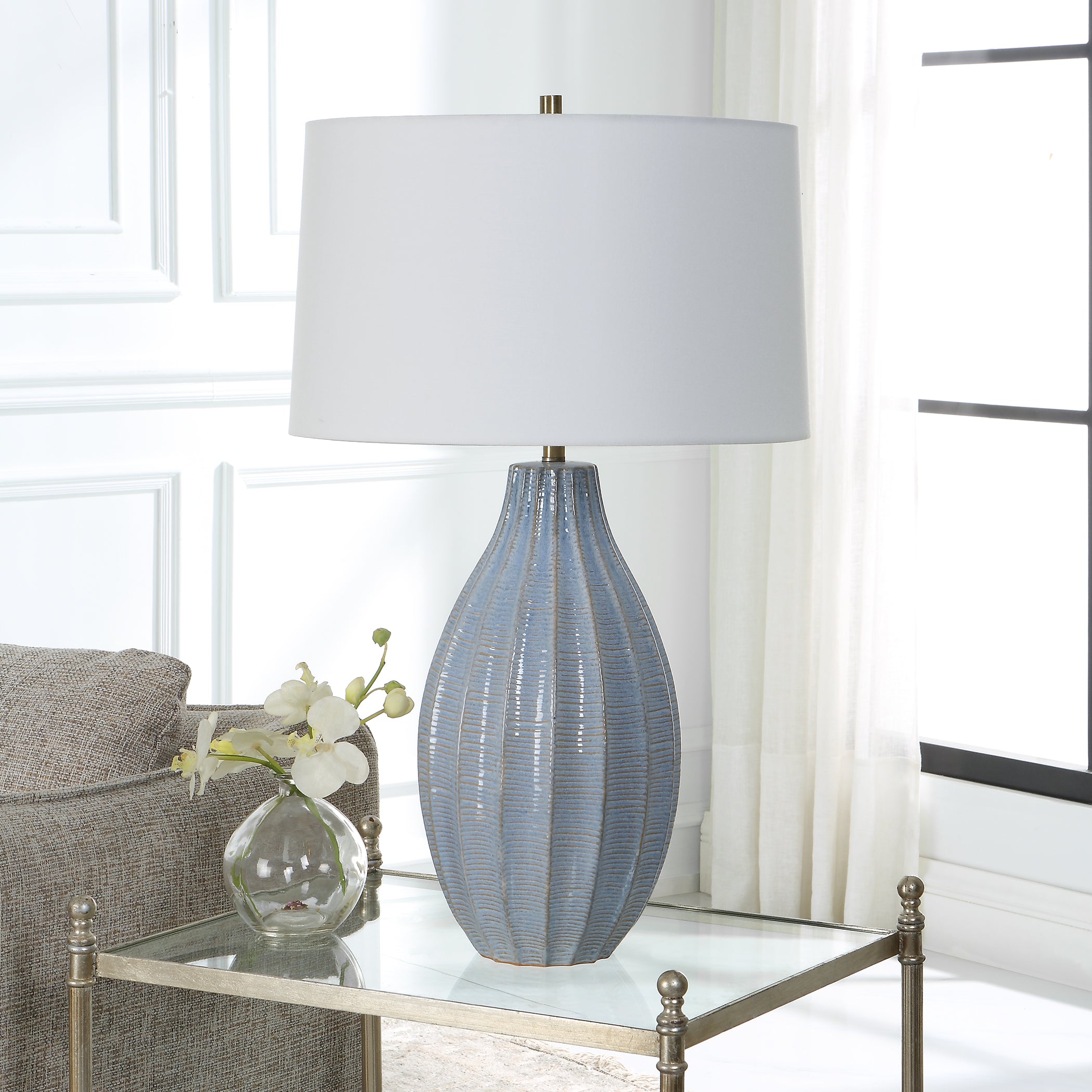 Uttermost Lighting Uttermost Veston Blue Glaze Table Lamp
