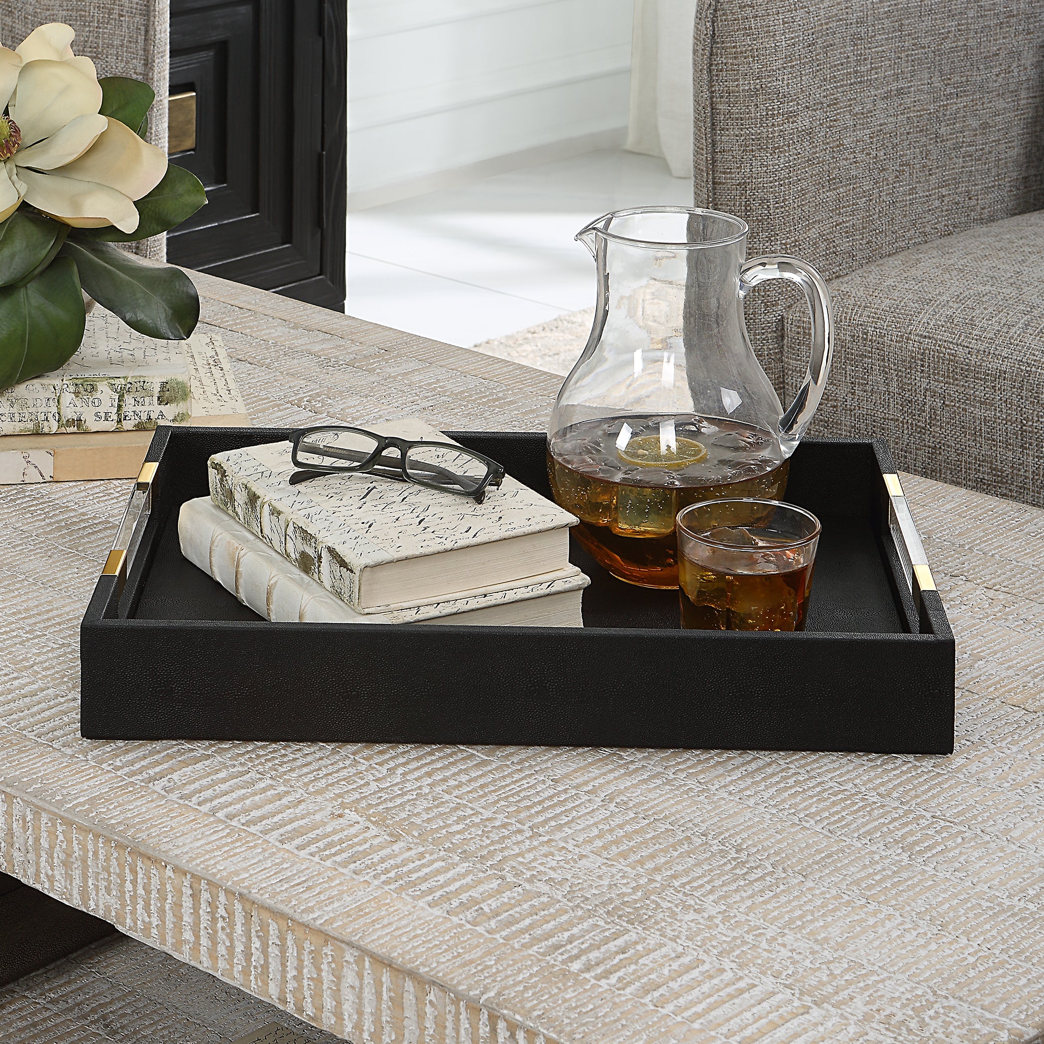 Uttermost Home Decor Uttermost Wessex Black Shagreen Tray