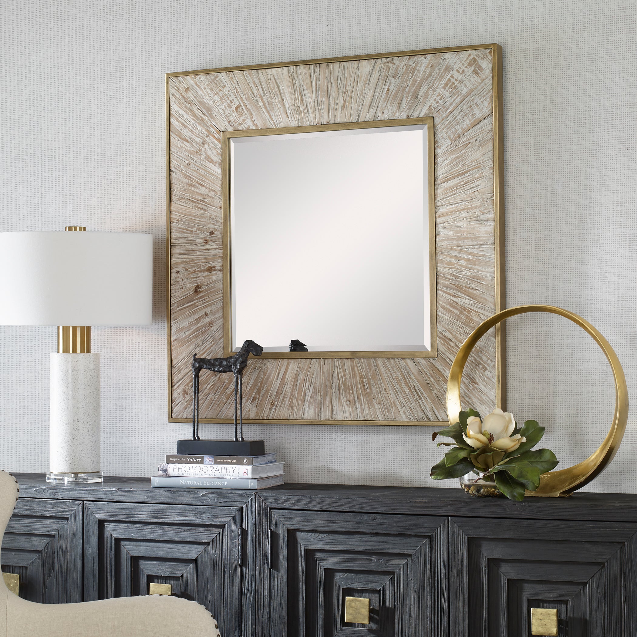 Uttermost Home Decor Motor Freight - Rate to be Quoted Uttermost Wharton Whitewashed Square Mirror