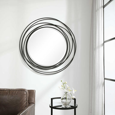 Uttermost Home Decor Motor Freight-Rate to be Quoted Uttermost Whirlwind Black Round Mirror