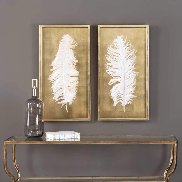 Uttermost Home Uttermost White Feathers Shadow Box, S/2