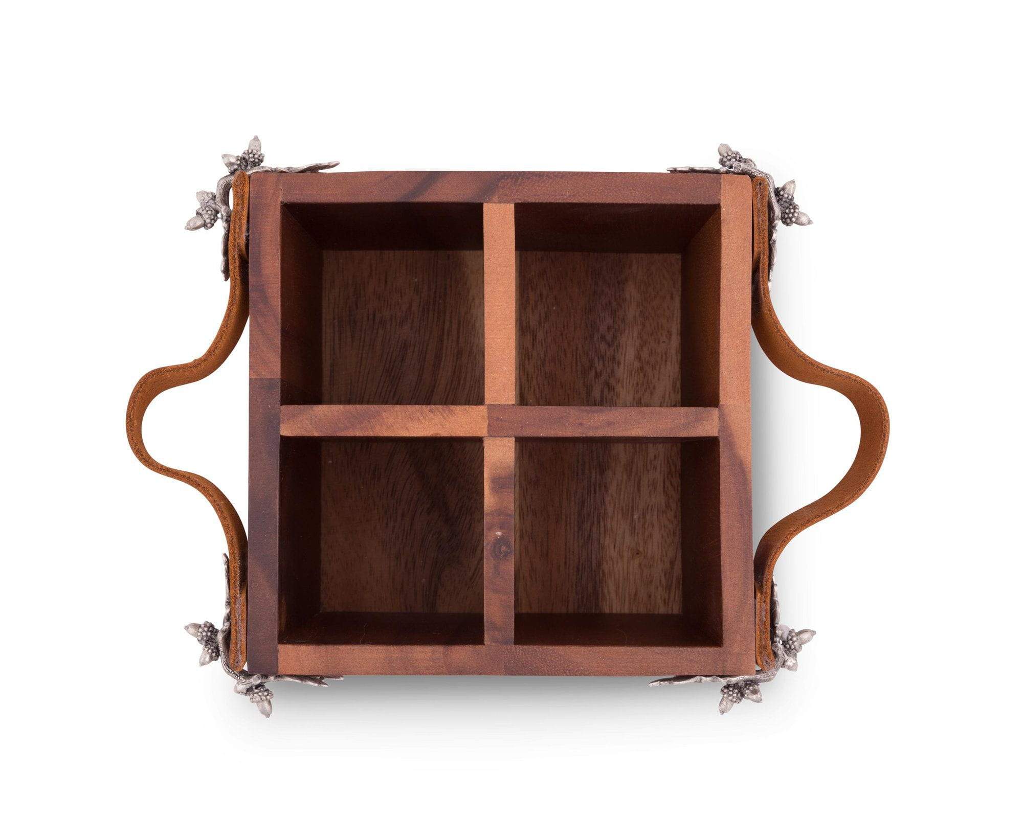 Vagabond House Acorn Oak Leaf Flatware Caddy - Square Box Wood