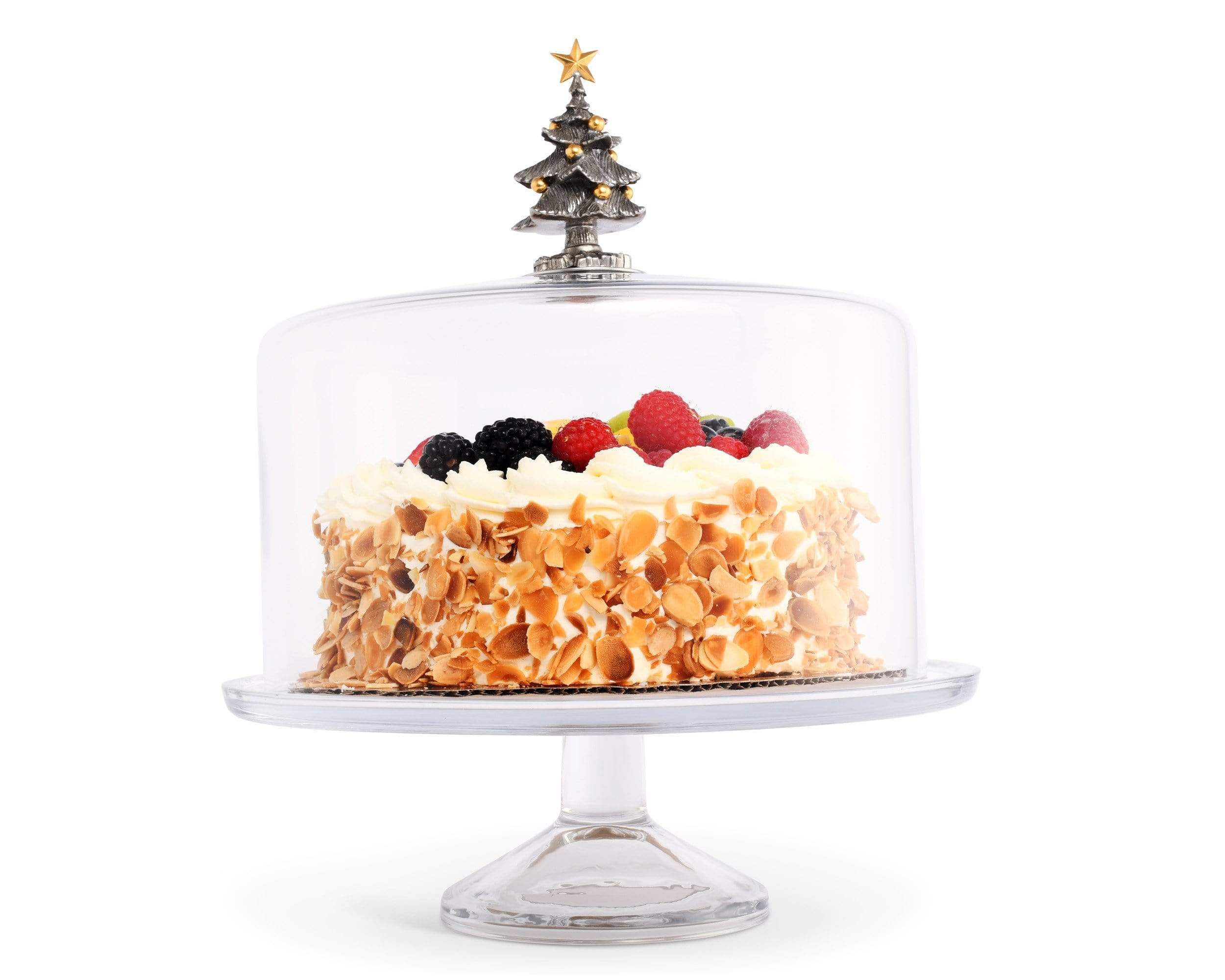Vagabond House Serveware Vagabond House Cake Plate with Dome - Christmas Tree