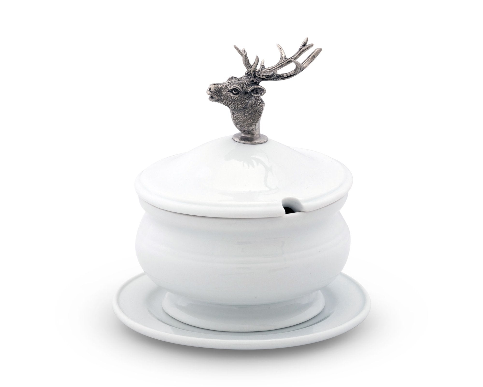 Vagabond House Serveware Vagabond House Elk Bust Porcelain Lidded Bowl