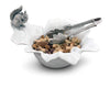 Vagabond House Fine Porcelain Leaf Bowl With Pewter Squirrel