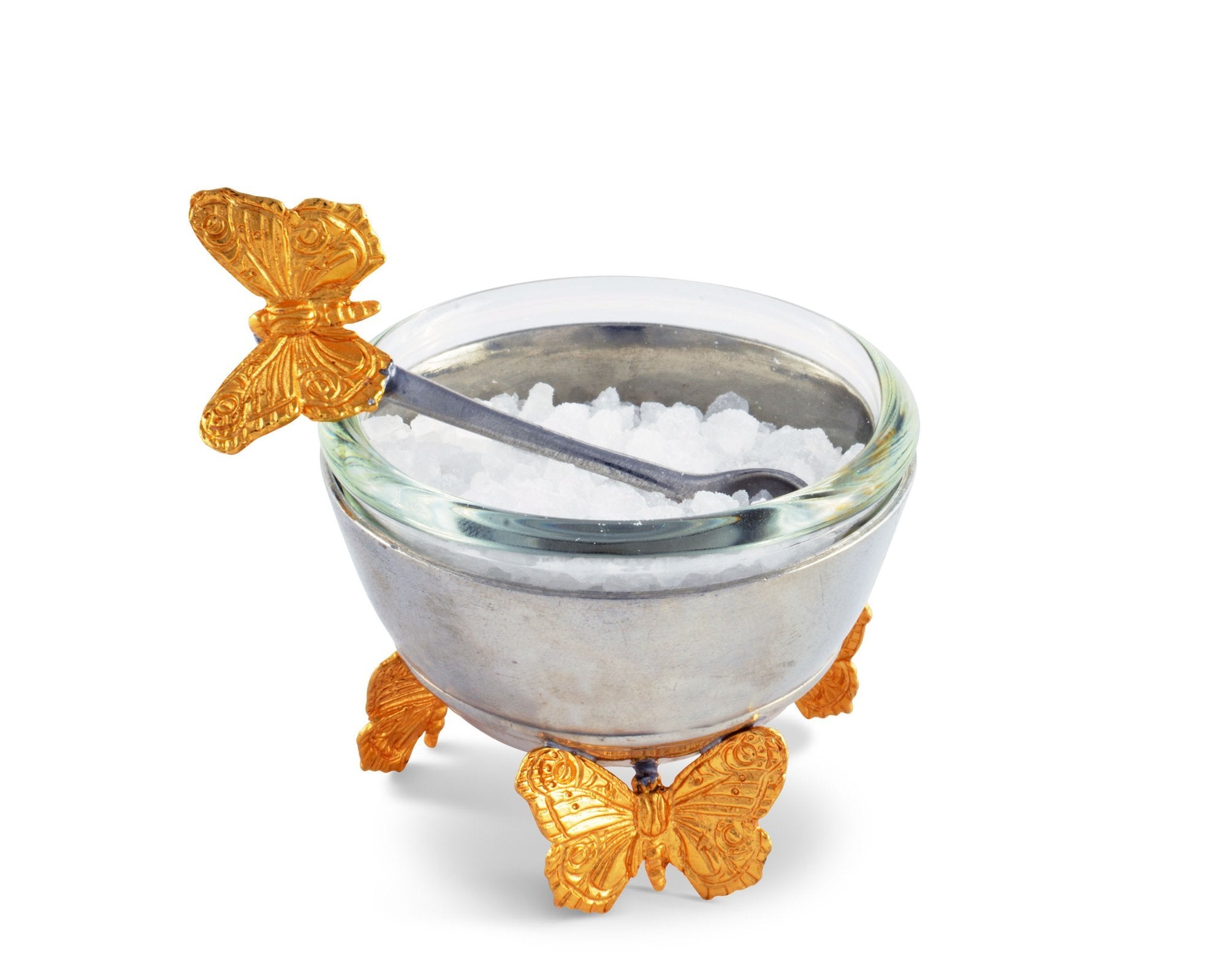 Vagabond House Serveware Vagabond House Gold Butterfly Salt Cellar With Spoon